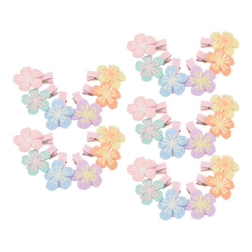 30 pièces de nœuds fleuris pour chignon, 3,5 cm, multicolores 2