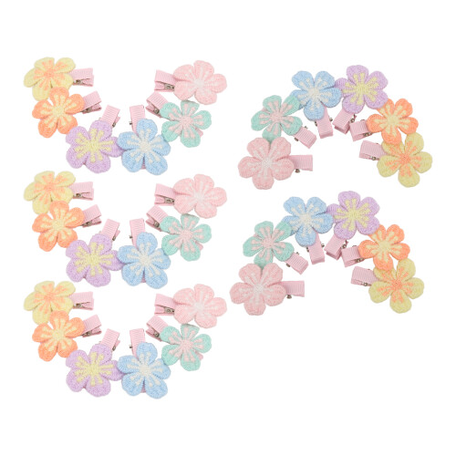 30 pièces de nœuds fleuris pour chignon, 3,5 cm, multicolores 1