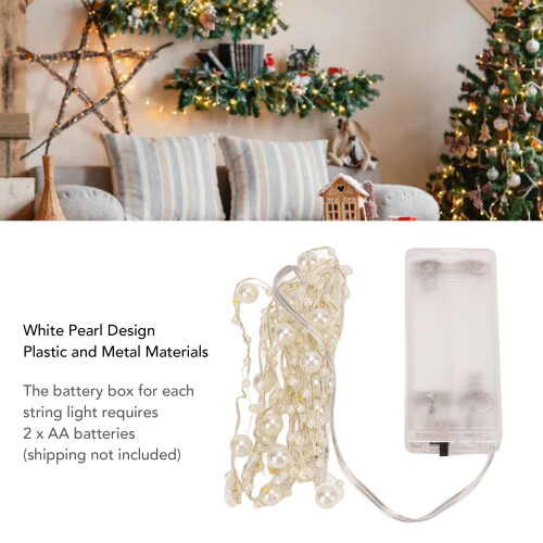 4pcs White Pearls Beads String Lights, Low Voltage LED Decorative Decorative 2
