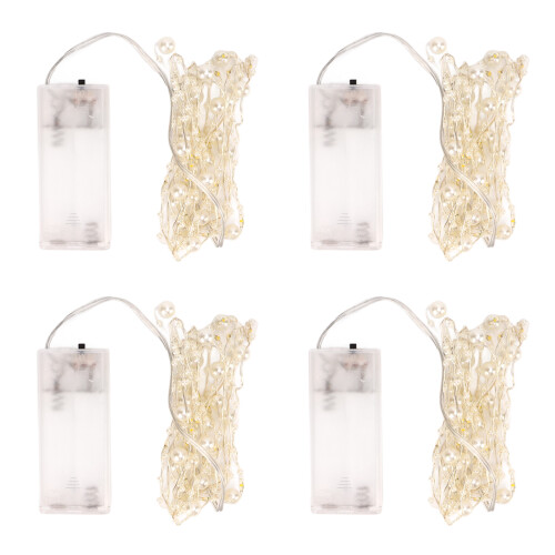 4pcs White Pearls Beads String Lights, Low Voltage LED Decorative Decorative 1