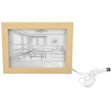 Wall Mounted LED Illuminated Photo Frame, Double Storage Ready Decorative Anime Panel with White Light Mode, Natural Warm Lighting Options for Home
