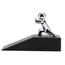 Decorative Door Stop with Non‑Slip Weighted Zinc Alloy Base for Home and Office Use, Black Silver