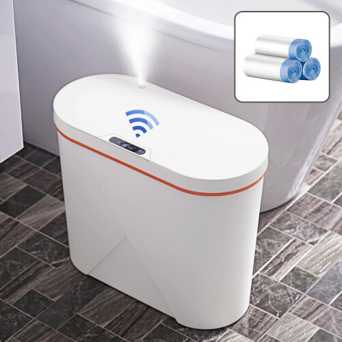 Touchless Automatic Trash Can with Builtin Oil Diffuser, 4 Gallon USB Motion Sensor Bin for Bathroom