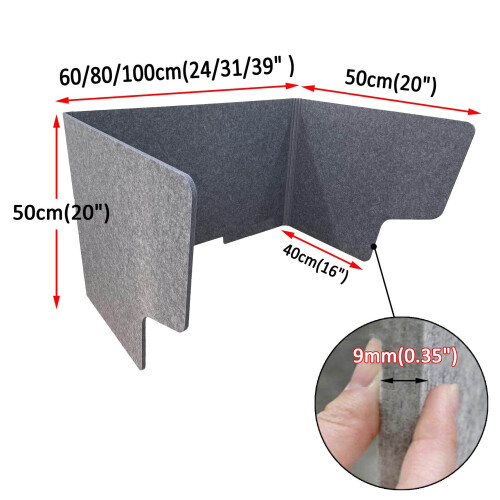 2 Pack Desk Privacy Screen with Noise Reduction, ThreeSided Office Desk Divider, Grey 39in 1