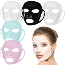 5 Pcs Silicone Face Mask Cover with Ear Loops, Reusable Sheet Mask Holder for Skincare, White Black Pink Blue Transparent