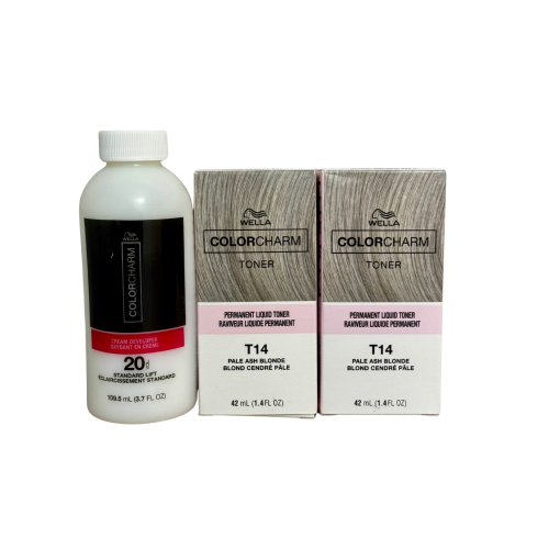 Wella (2-Pack + Developer) Wella Color Charm Toner T14 Pale Ash Blonde