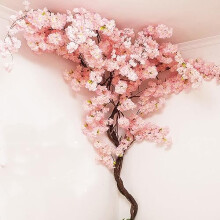 Artificial Cherry Blossom Tree with Flexible Vine Design for Wedding and Home Decor, Lifelike Petals