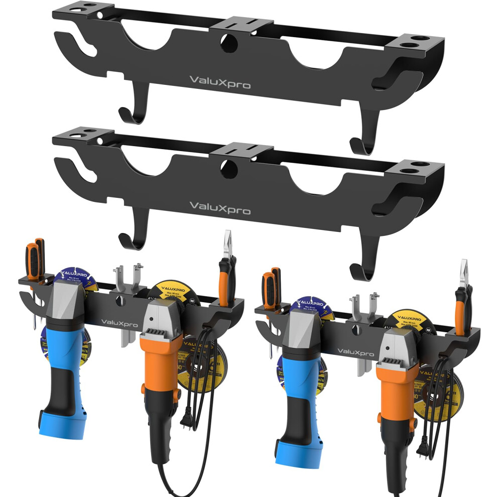 Angle Grinder Holder Wall Mount Storage Rack With Cord Management For Milwaukee Dewalt Makita, 2Pcs Black 9455672311335