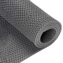 Gray PVC Drainage Floor Mat 5mm Thick NonSlip Wet Area Mat for Bathroom Pool Garage Patio 160x400cm