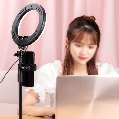 Live Streaming Ring Light with Adjustable Tripod Stand, Tricolor Modes, Shadow Lighting 33x210cm 2