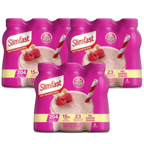 SlimFast Slimfast Milkshake Multi Bottle Raspberry & White Chocolate 325Ml X3