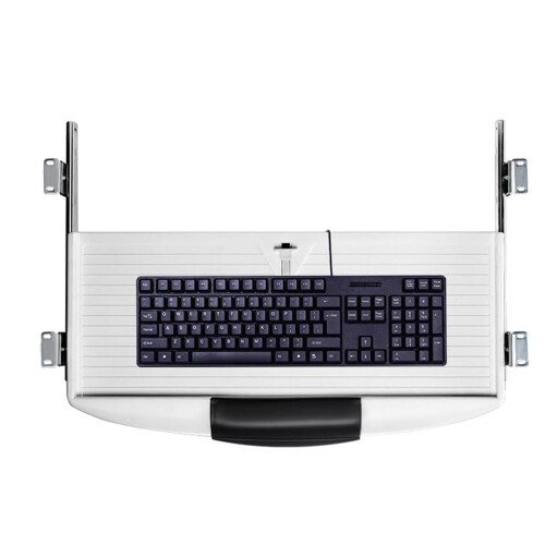 Under Desk Keyboard Tray with 360 Rotating Mouse Platform, Ergonomic Wrist Support, Black 2