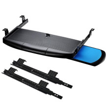 Under Desk Keyboard Tray with 360 Rotating Mouse Platform, Ergonomic Wrist Support, Black