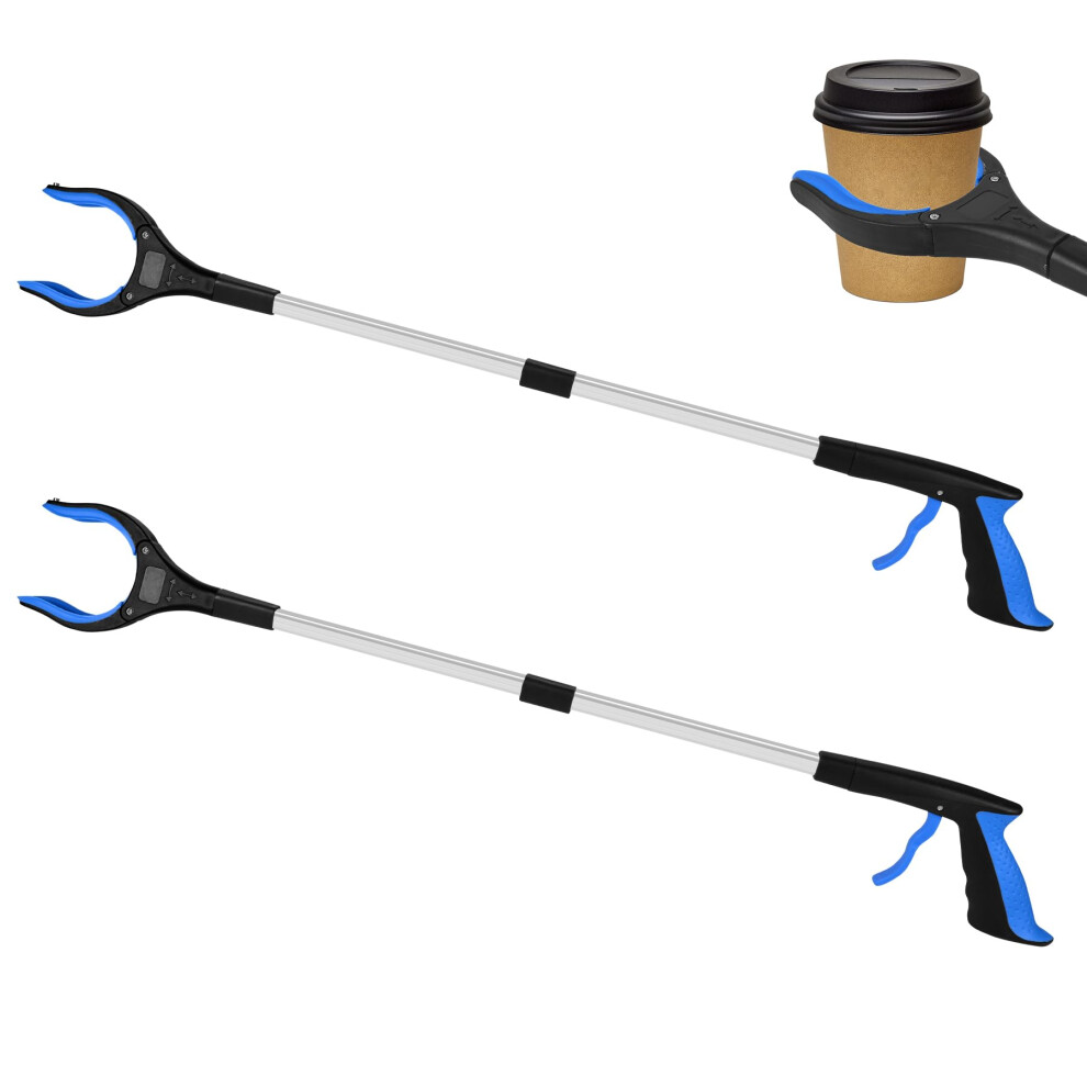 Blue 2 Pack 32 Inch Heavy Duty Grabber Tool For Elderly With Ergonomic Nonslip Grip And Long Reach