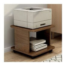 Printer Stand 2Tier Wooden Rolling Printer Cart with Adjustable Shelf and Storage for Home Office
