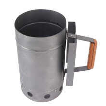 Charcoal Chimney Starter with Wooden Handle for Quick Ignition BBQ Camping and Outdoor Cooking