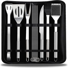 Stainless Steel BBQ Tool Set, HeatResistant Long Handle Grill Accessories, Easy Clean and Portable
