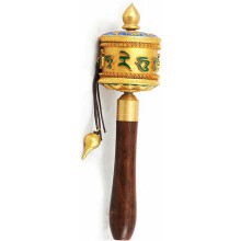 Handheld Tibetan Prayer Wheel for Meditation and Spiritual Practice, Authentic Tibetan Design