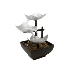 Modern 3Tier Tabletop Water Fountain with LED Lights and Quiet Flow for Home or Office Décor