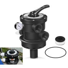 Pool Multiport Valve 1.5 Inch FIP Sand Filter 7 Position with Sight Glass Compatible with Hayward