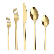 Gold Stainless Steel Flatware Set 5 Piece with Elegant Gold Finish for Modern and Formal Dining