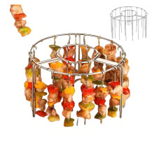 Air Fryer Skewer Rack Stainless Steel Vertical Kabob Holder with 48 Skewers for Even Cooking