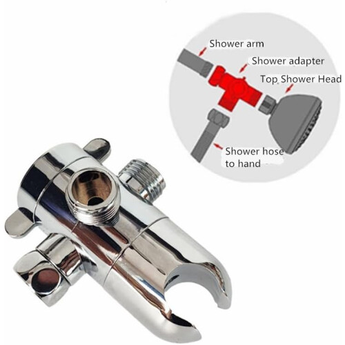 Shower Head Diverter Valve 3Way with Integrated Bracket, Universal 1/2' Connector, ABS RustResistant 2