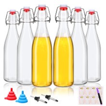 16Oz Swing Glass Bottles 6 Pack with Airtight Seal for Beer, Kombucha and Fermentation