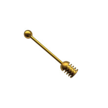 Stainless Steel Honey Dipper Stick 4.3 Inch Gold Titanium Plated for Precise Drizzling