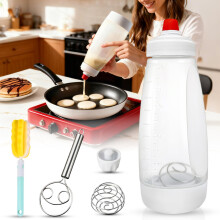 Pancake Batter Dispenser with Whisk and Brush, 1000ml Precision Pouring Bottle for Waffle, Cupcake