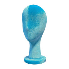 Blue Mannequin Head Jewelry Display Stand with Realistic Profile for Accessories and Headphones Organizer