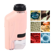 Microscopio mini rosa de ABS 2 pilas AAA portátil