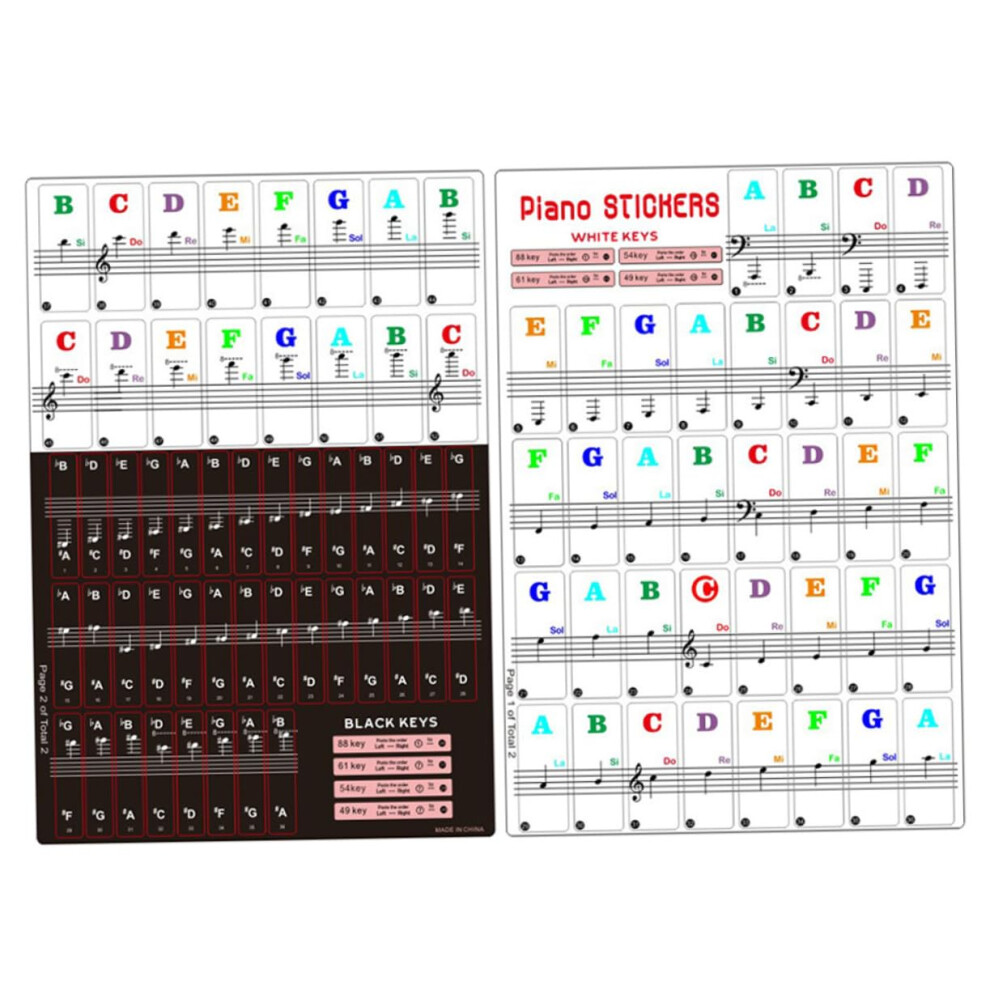 2 Sets Removable Piano Keyboard Stickers For Fast Note Recognition And Easy Peel Use 9073542321866