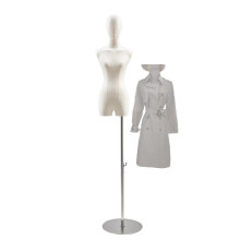 Female Mannequin Torso with Wooden Arm, Adjustable Height Half Body Dress Form for Clothing Display, 4 Styles
