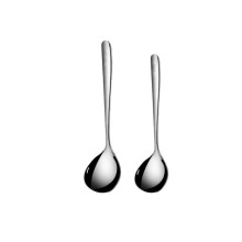 2Pcs Stainless Steel Serving Spoon Set with Ergonomic Long Handle for Soup and Porridge