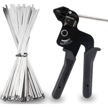 Stainless Steel Cable Tie Gun Heavy Duty Tool with 200pcs SelfLocking Ties for Fast Installations
