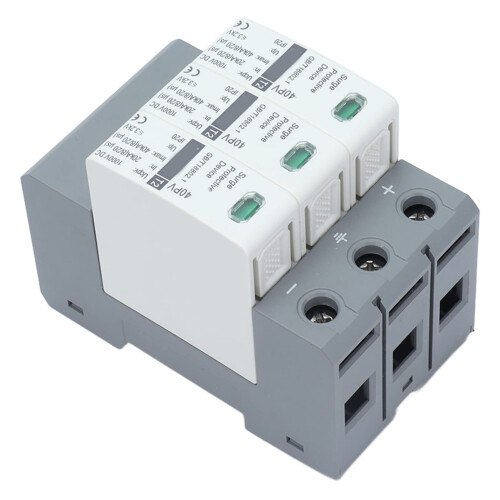 DC Surge Protector 1000V 3 Pole for Solar PV Systems 40kA Fast Response  Discharge Capacity 2