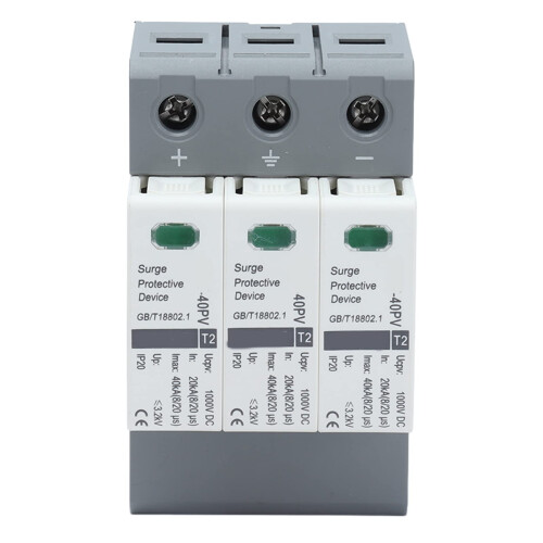 DC Surge Protector 1000V 3 Pole for Solar PV Systems 40kA Fast Response  Discharge Capacity