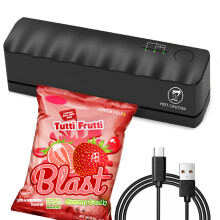 Mini Bag Sealer with 5 Modes, 3000mAh Rechargeable Handheld Food Sealer for Snacks and Travel Black