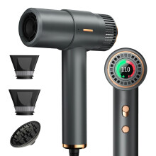 Professional Speed Hair Dryer 110000RPM Ionic with Diffuser Nozzle HD Display 2000W Gray