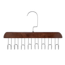 Closet Belt Hanger with 360 Rotating Hook, Wooden Belt Organizer Rack with Multi Hooks, Antique Color