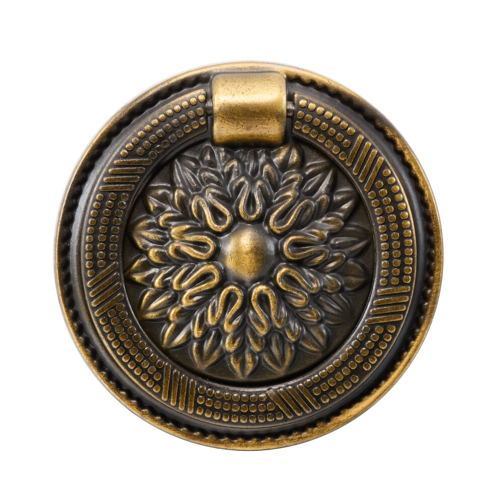 Antique Brass Cabinet Pulls 2.35 Inch Vintage Ring Handle Oil Rubbed Bronze With Screws 9092120802931