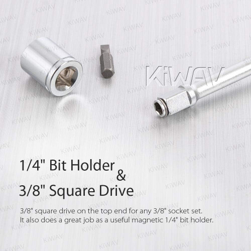 Socket Wrench with Folding THandle, 3/8 Inch Drive, Magnetic Bit Holder, Dual Function, Red Grip 1