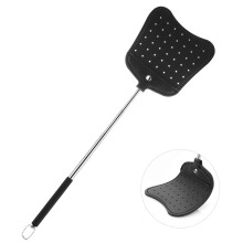 Extendable Stainless Steel Fly Swatter with Flexible Leather Head for Indoor and Outdoor Use