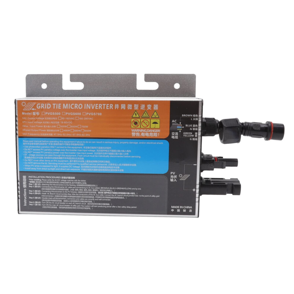 700W 110V Solar Grid Tie Inverter 18Â60V Dc To Ac For Home Use, Compact Aluminum Alloy Design 9330225852902