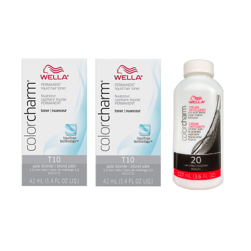 Wella (2-Pack + Developer) Wella Color Charm Toner T10 Pale Blonde