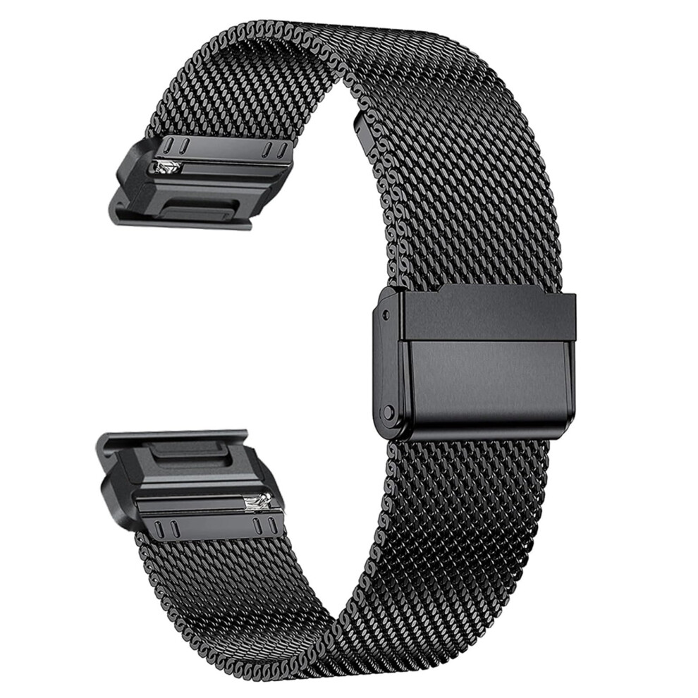 26Mm Metal Watch Band For Fenix 7X Epix Gen2 Secure Replacement Strap Black 9092120675597