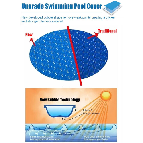 Blue Rectangle Solar Pool Cover 3.5m x 5m, Large Coverage Blanket for Above Ground and Inground Pools 1