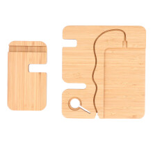 Ergonomically Designed Bamboo Charging Station, Multifunctional Organizer Offers Clutter-Free Device Management, Suitable For Any Decoration Style