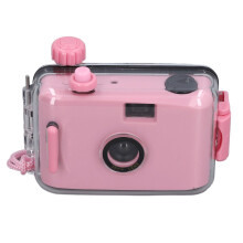 Reusable 35mm Film Camera with Waterproof Case, Retro Light Pink for Travel and Beach Photography